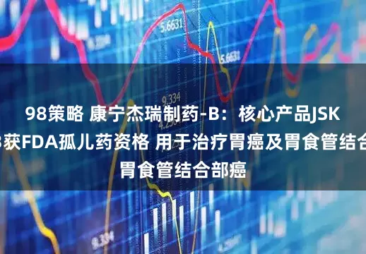 98策略 康宁杰瑞制药-B：核心产品JSKN003获FDA孤儿药资格 用于治疗胃癌及胃食管结合部癌